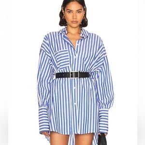 Blue Striped Women's Shirt Dress